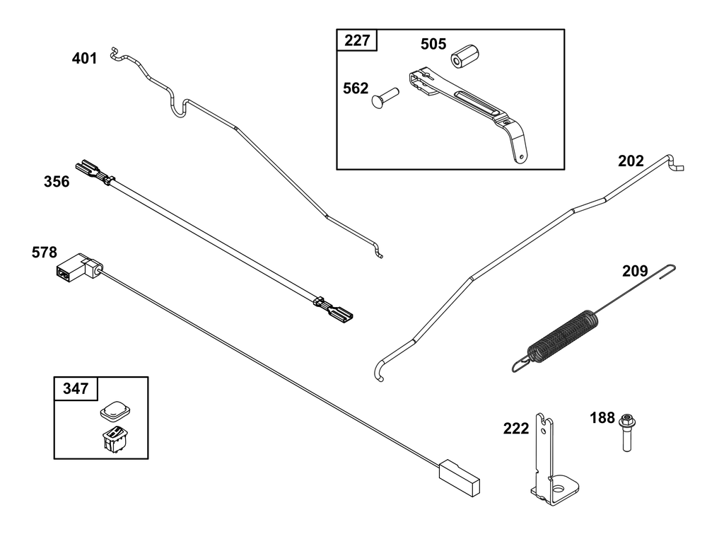 Controls Group Diagram and Parts List for 125P02-0087-F1 100000 - 19Z999 Briggs and Stratton Engine